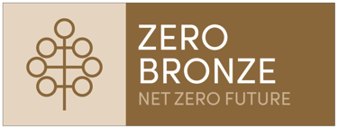 Action Zero Bronze badge recognising GO! First Aid’s commitment to working towards a net zero future