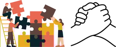 a person holding a puzzle piece of puzzle pieces which describe the team work