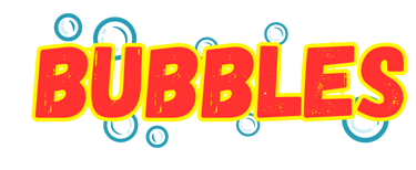a bubble party bubbles logo on a black background