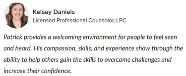 positive review for patrick muro lgtbq therapist