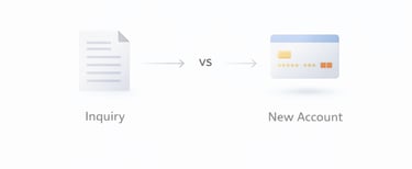 Illustration showing the difference between a credit inquiry and a newly opened credit account in cr