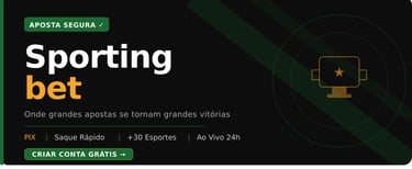 Banner da Sportingbet fundo preto com troféu dourado e botão para criar conta grátis