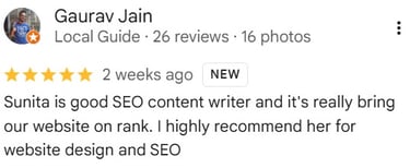 Google reviews of digital marketing in bhopal,Sunita sahu Google review,Reviews of Website deisgn