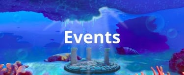 A circle with henge-like structures, underwater. Lit from above.