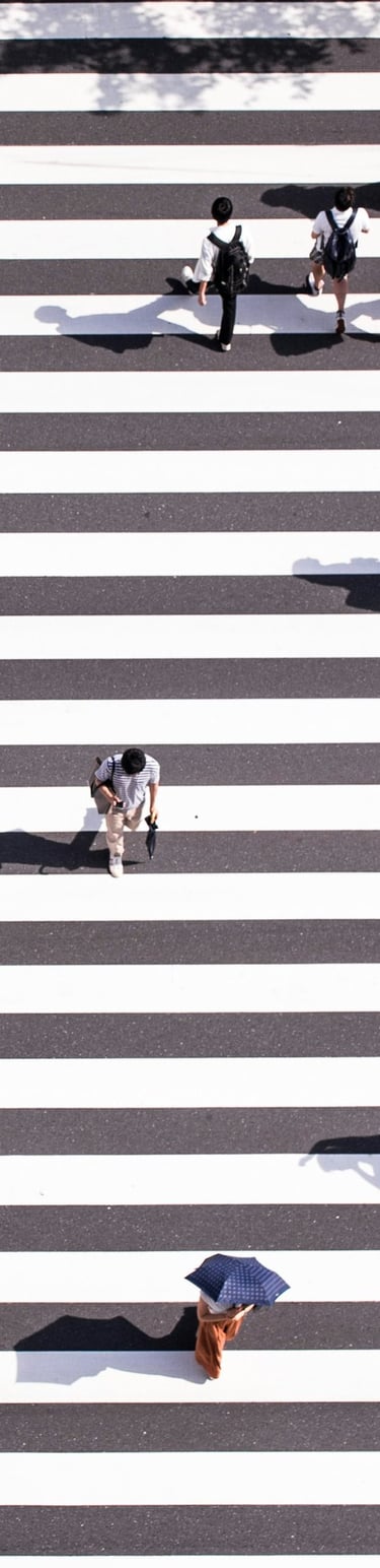 Pedestrians crossing a major road
