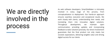 a website page with a quote about the process of creating a website