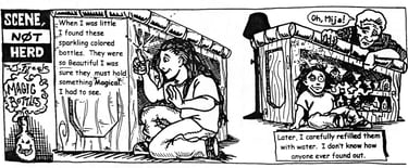 "Magic Bottles" comic for Martha Aguilar, J. Freels