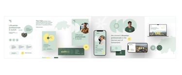 Visuell identitets eksempel – Zurilit: fargepalett og grafiske elementer som gjenspeiler fellesskaps