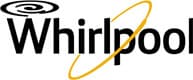 Whirlpool logo in black font with a yellow swirling line encircling the "W."