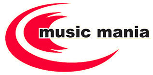 Music Mania logo featuring red swoosh graphics and black lowercase bold text.