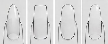 Common nail shapes comparison including almond, square, round, and oval
