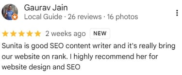 Google reviews of digital marketing in bhopal,Sunita sahu Google review,Reviews of Website deisgn