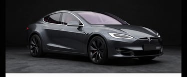 Sleek black luxury car parked against a minimalist dark backdrop with subtle gold accents.