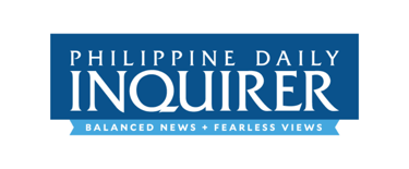 a blue and white logo with the words,'philippines daily inquirer