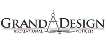 Official Grand Design Recreational Vehicles logo featuring a drafting compass on a black background.