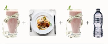 reduzin abnehm konzept täglich zwei diaetshake, 1 mischkostmahlzeit und viel trinken