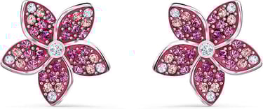 Floral Jewelry:  Pink Ruby Tropical Flower Pierced Earrings