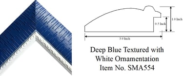 Deep Blue Textured with White Ornamentation Picture Frame