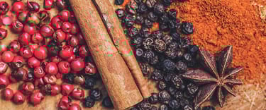 Aromatic Spices: A vibrant collection of culinary spices, including cinnamon sticks, star anise, pep