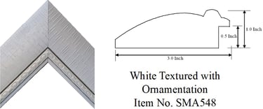 White Textured with Ornamentation Picture Frame