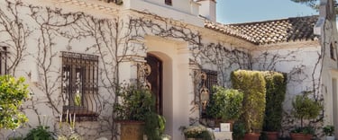 Stone courtyard and entrance at Finca Santa Katerina