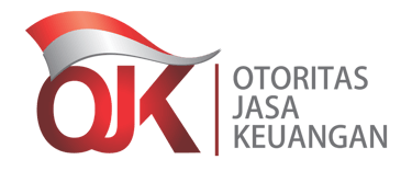 Official OJK logo for Otoritas Jasa Keuangan featuring the red and white Indonesian flag on a black background.
