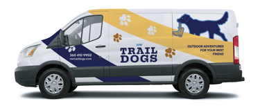 a van with a dog on the side of it