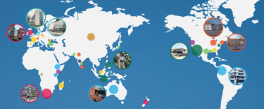 Um mapa do mundo com um mapa do mundo