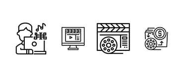 a set of three different types of film