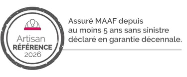 Logo artisan référence MAAF 2026-depuis au moins 5 ans sans sinistre déclaré en garantie décennale.