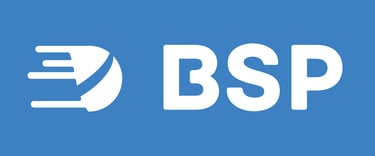BSP logo with blue background