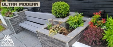 Ultra Modern, Chic, Split Face Planter Bench Garden