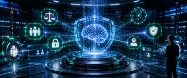 Responsible Generative AI with privacy protection, cybersecurity, transparency, ethical AI, and huma