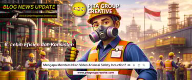 Animated worker in safety gear promoting safety induction video services for industrial sites.