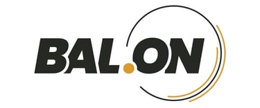 BAL.ON logo with bold black text and an orange dot inside the "O," encircled by a black and orange curved line for motion