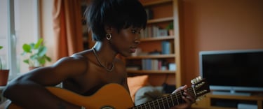 a woman with a guitar