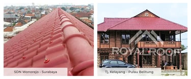 Genteng uPVC Royal Roof warna merah untuk proyek sekolah dasar dan villa pribadi