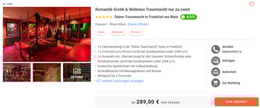 Verwöhnwochenende Traumnacht Frankfurt