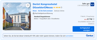 Booking.com Deal Citytrip Düsseldorf