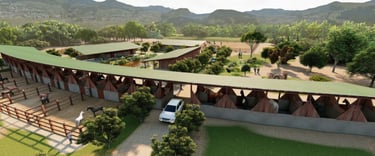 Maquete eletrônica do haras modular prefabricado