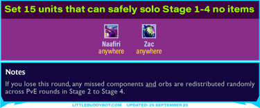 Teamfight Tactics TFT Set 15 K.O. Coliseum Units that can safely solo Stage 1 PvE without any items