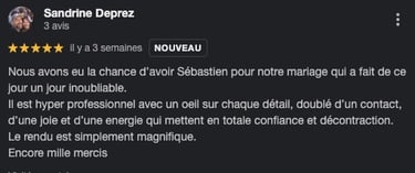 Photo d'un avis google reçu