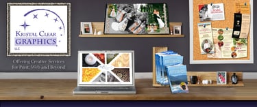 graphic designer desk, websites, post cards, brochures
