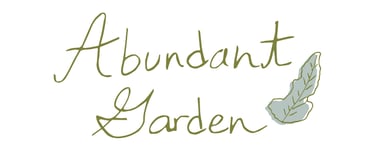 Abundant Garden repeat pattern collection logo in a hand drawn font and leaf motif