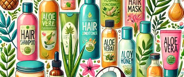 Various organic hair care products and natural ingredients.