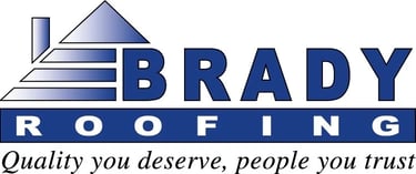 a roofing company logo with the words brady roofing