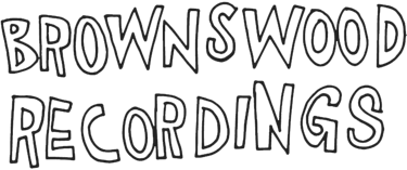 Hand-drawn logo for Brownswood Recordings in a white outline font on a black background.