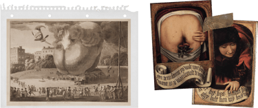 Collage van middeleeuwse prenten met billen