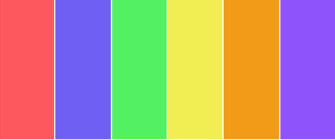 red, blue, green, yellow, orange, purple