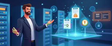 karşısındaki hologramları işaret eden bir adam